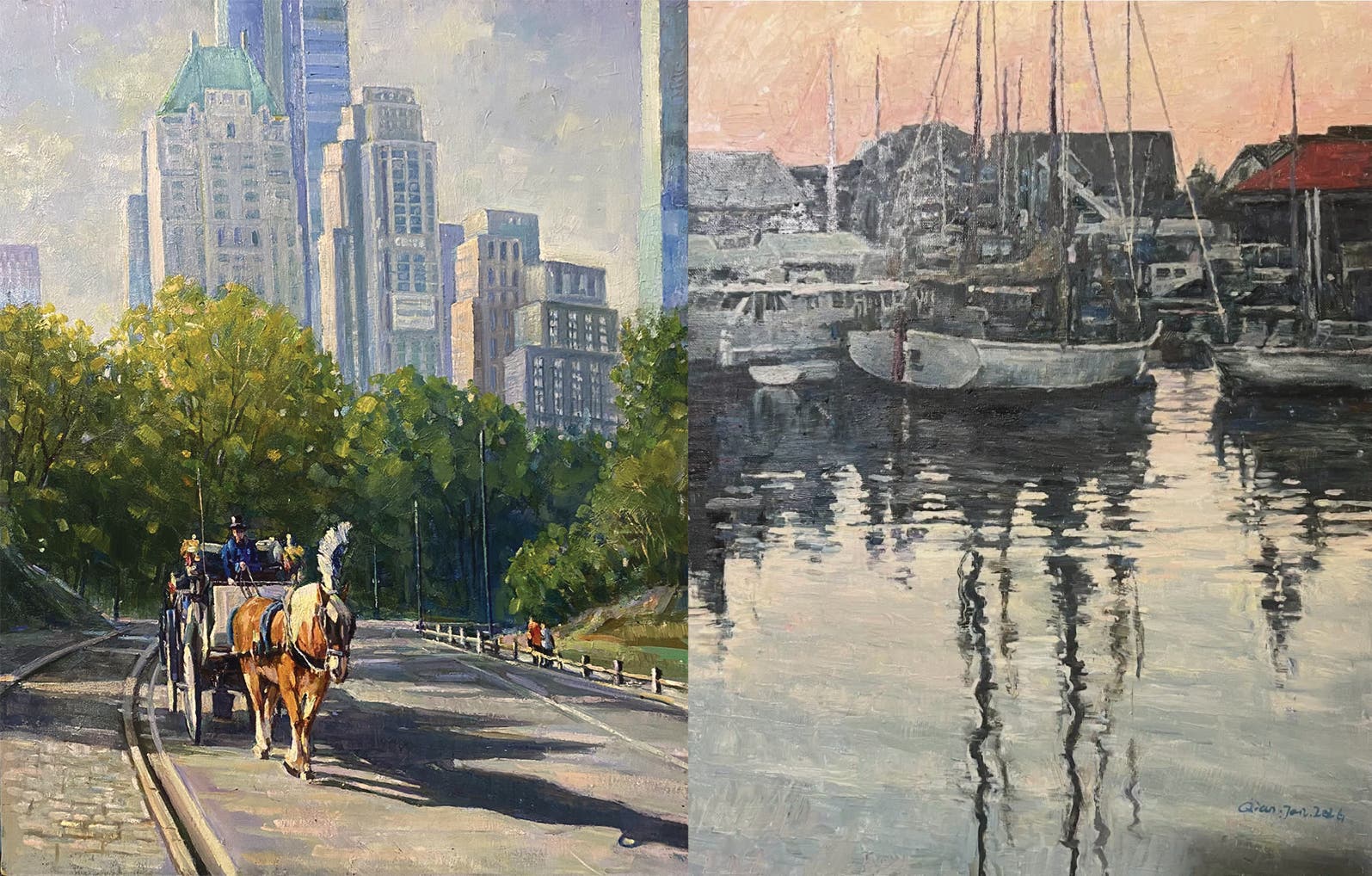 Paintings by Pingzheng Qian and Ma Deliang Art Exhibit at Great Neck Library
