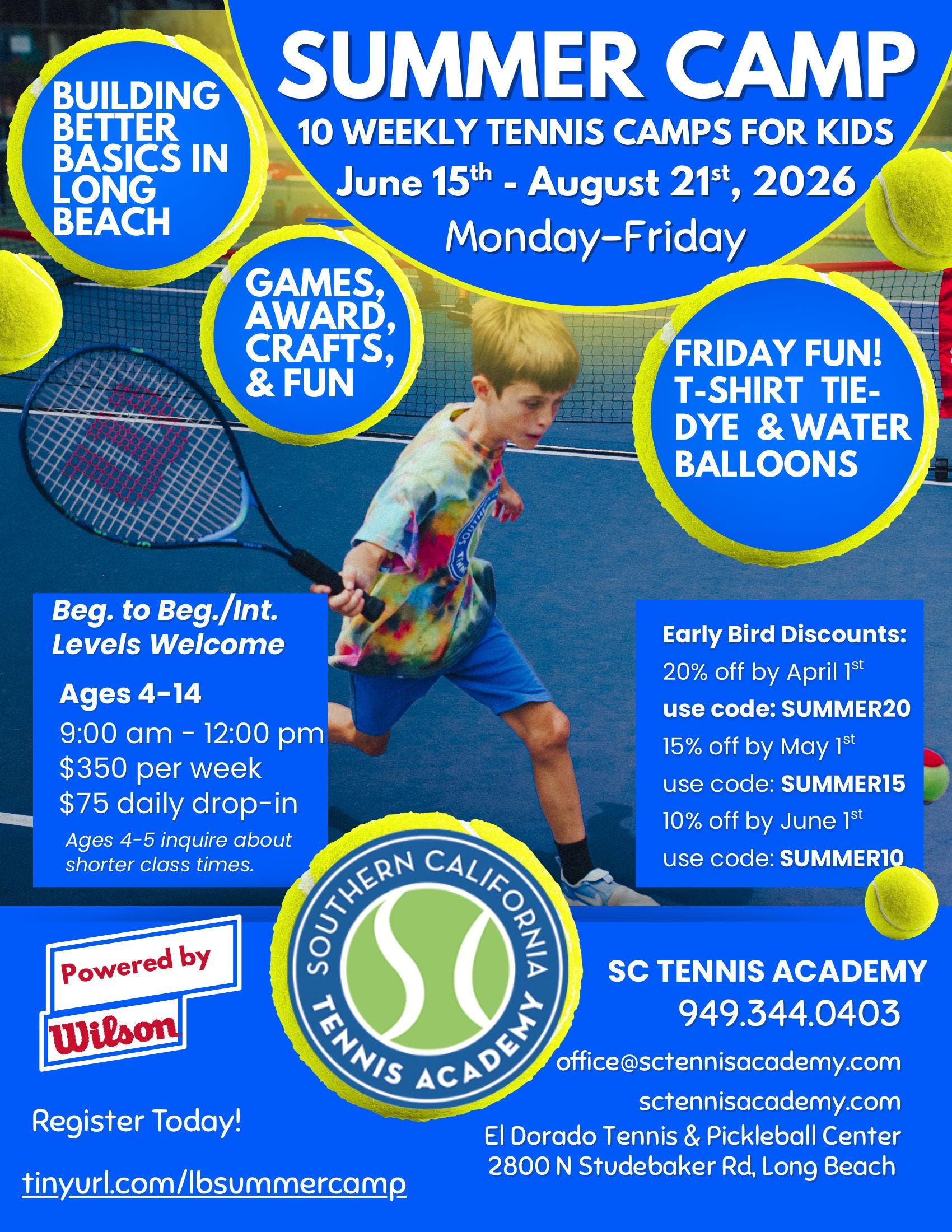 Early Bird Discount - SC Tennis Academy – FUN Summer Tennis Camps for Kids