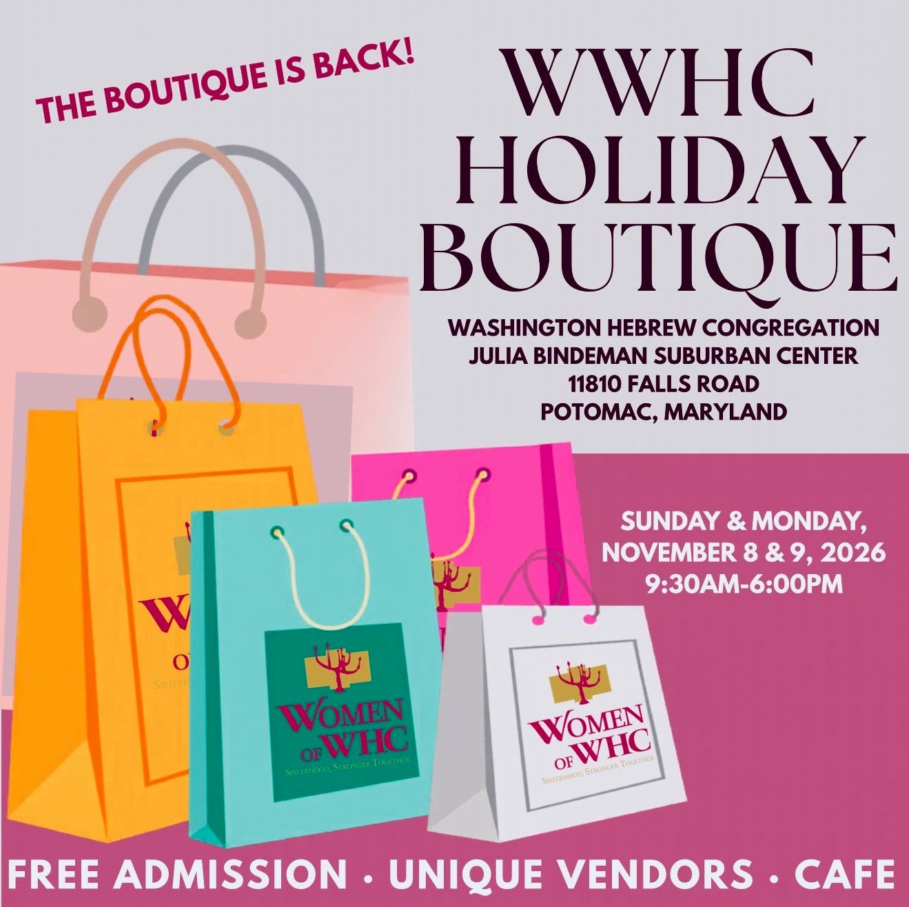 Women of Washington Hebrew Congregation Holiday Boutique