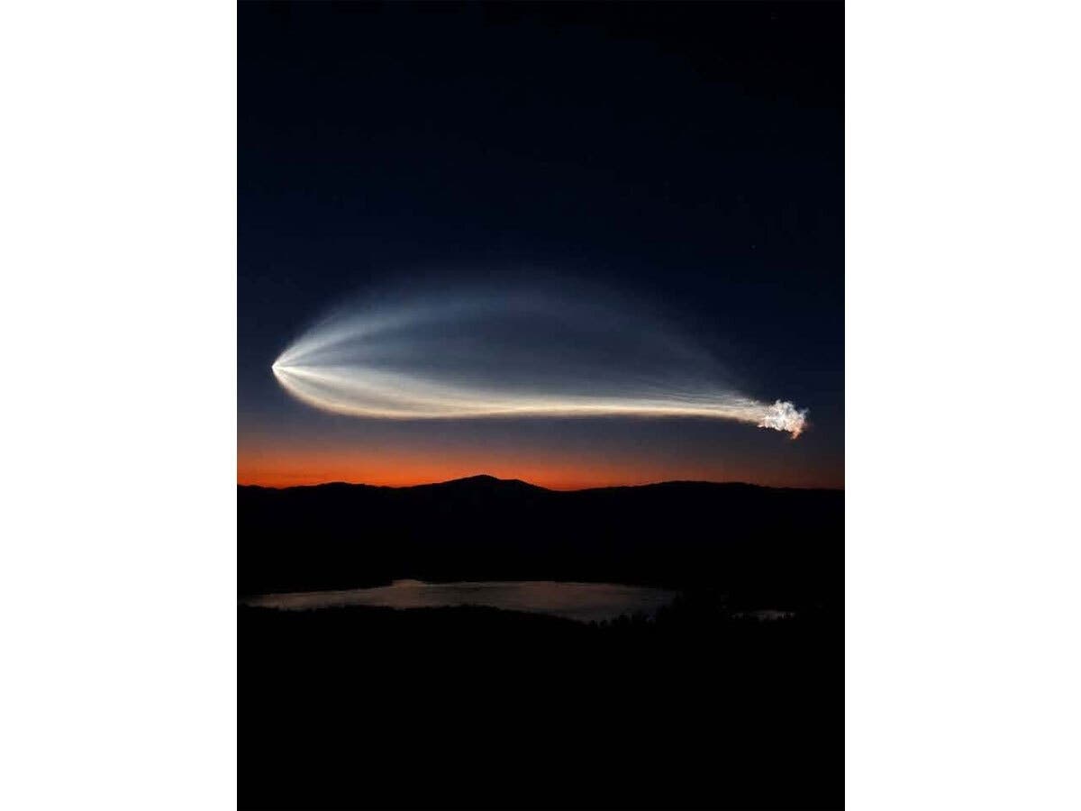 Ryan Ash, a park ranger at Fort Mountain State Park in Chatsworth, captures the SpaceX Falcon 9 rocket launch early Tuesday morning in Georgia. The launch occurred at 6:33 a.m. in Cape Canaveral, Florida.