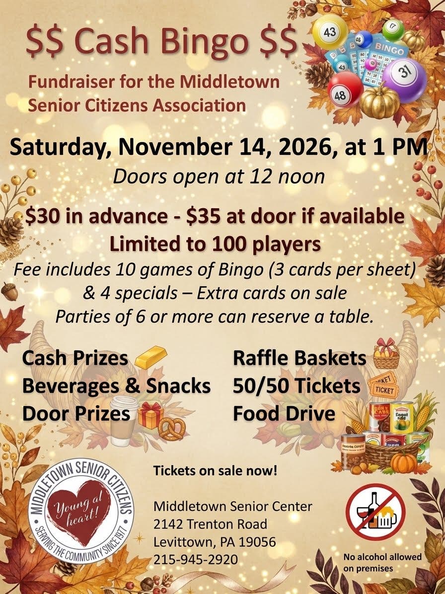 Cash Bingo Fundraiser to Benefit Middletown Seniors