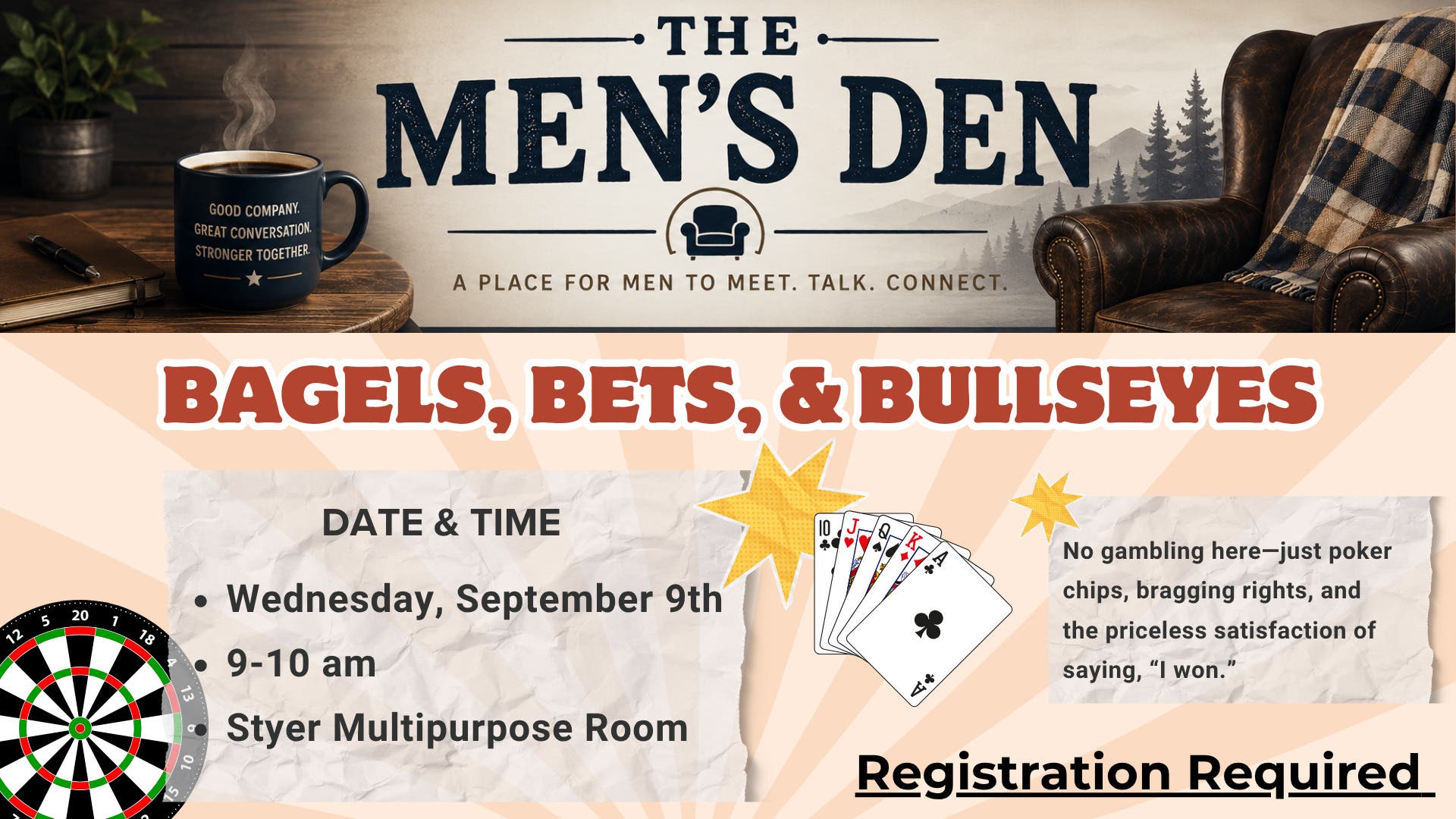 The Men’s Den: Bagels, Bets, & Bullseyes!