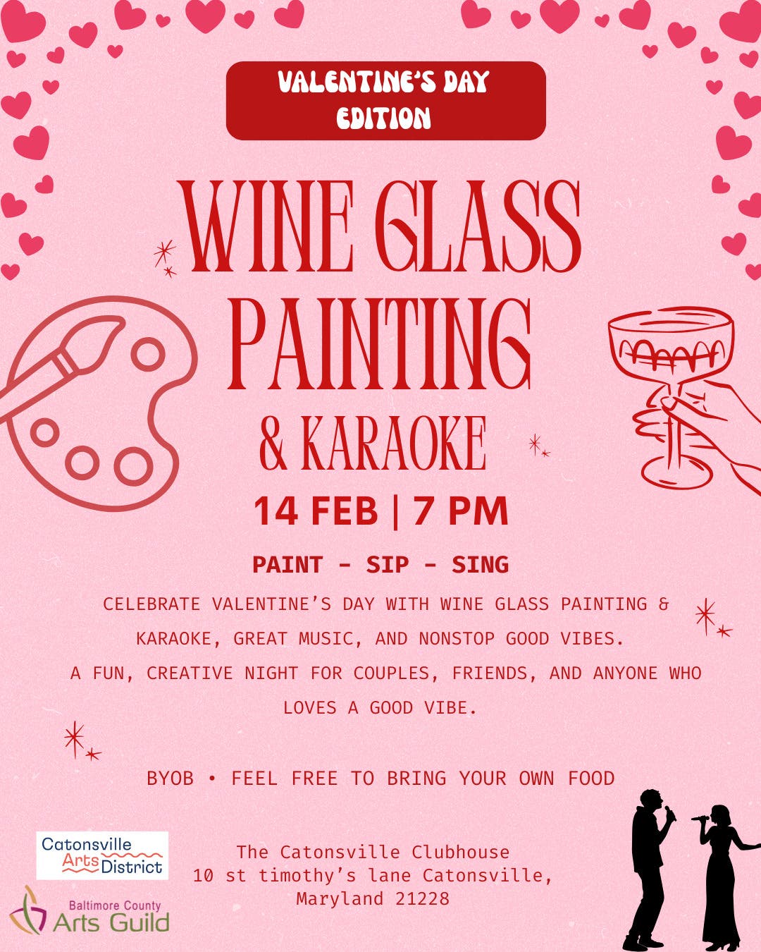Wine Glass Painting & Karaoke: Valentine's Day 