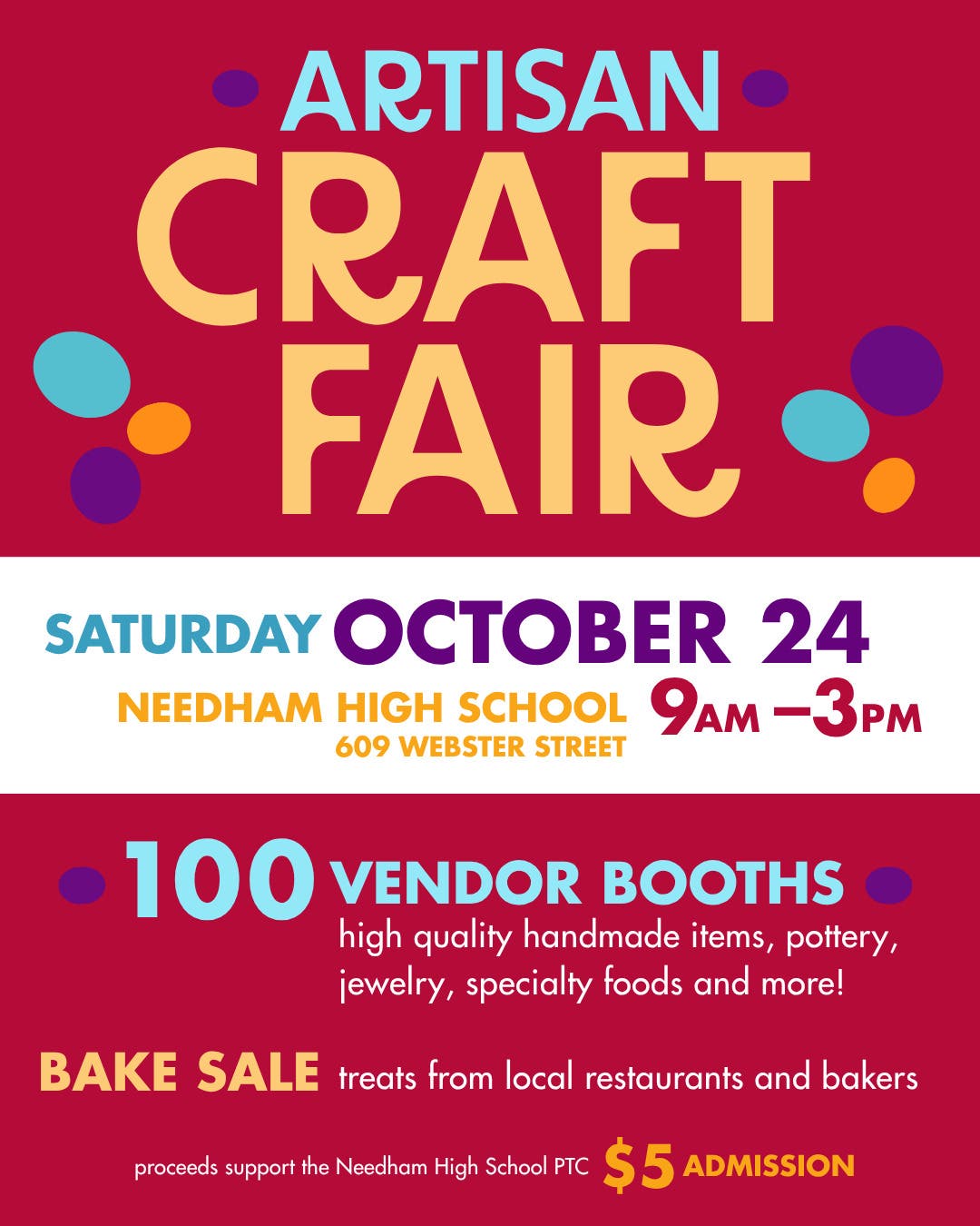 Needham High School Artisan Craft Fair and Bake Sale