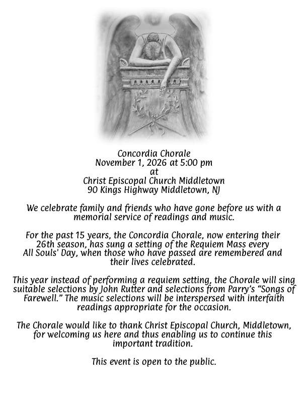 Free Concert by Concordia Chorale for All Souls' Day