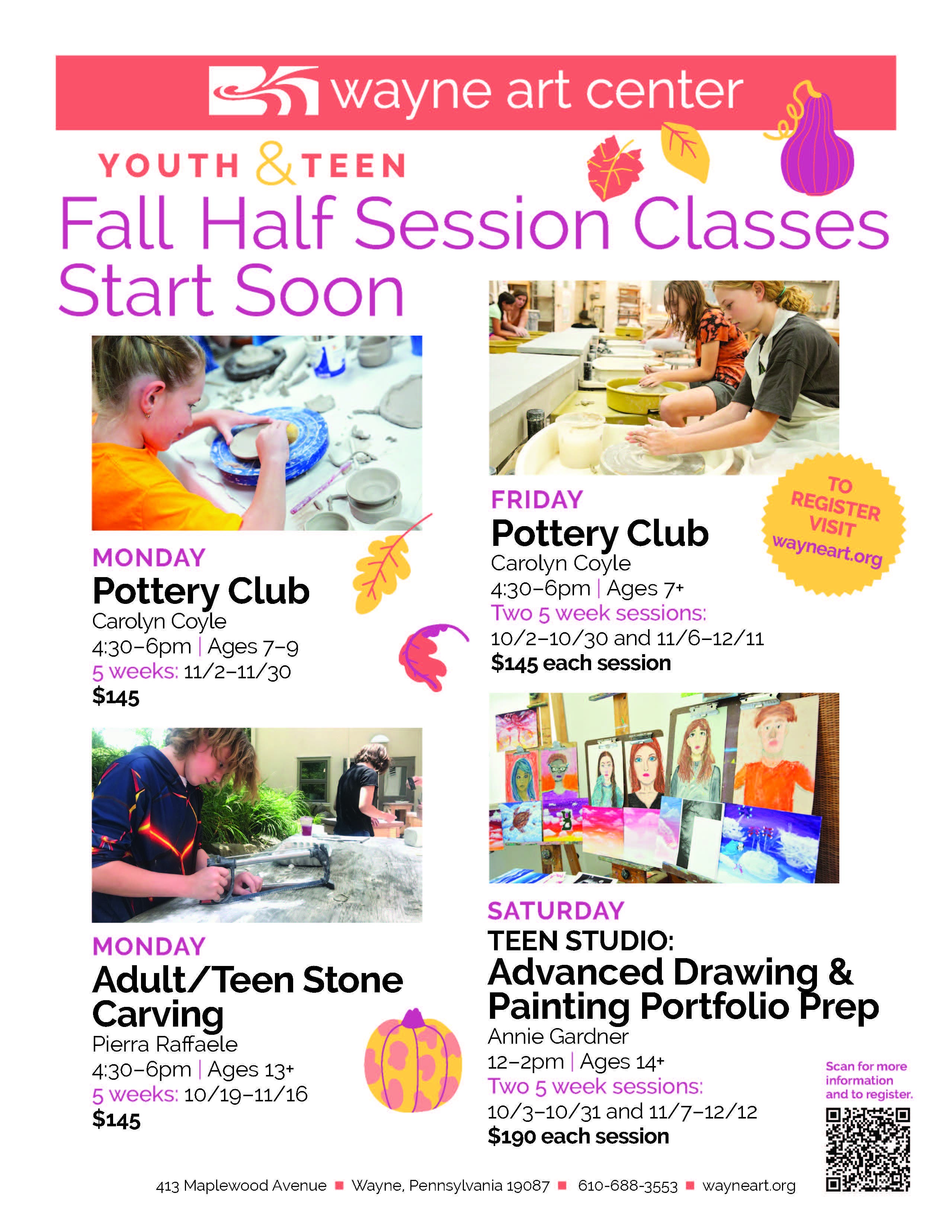 Youth & Teen Fall Half Session Classes