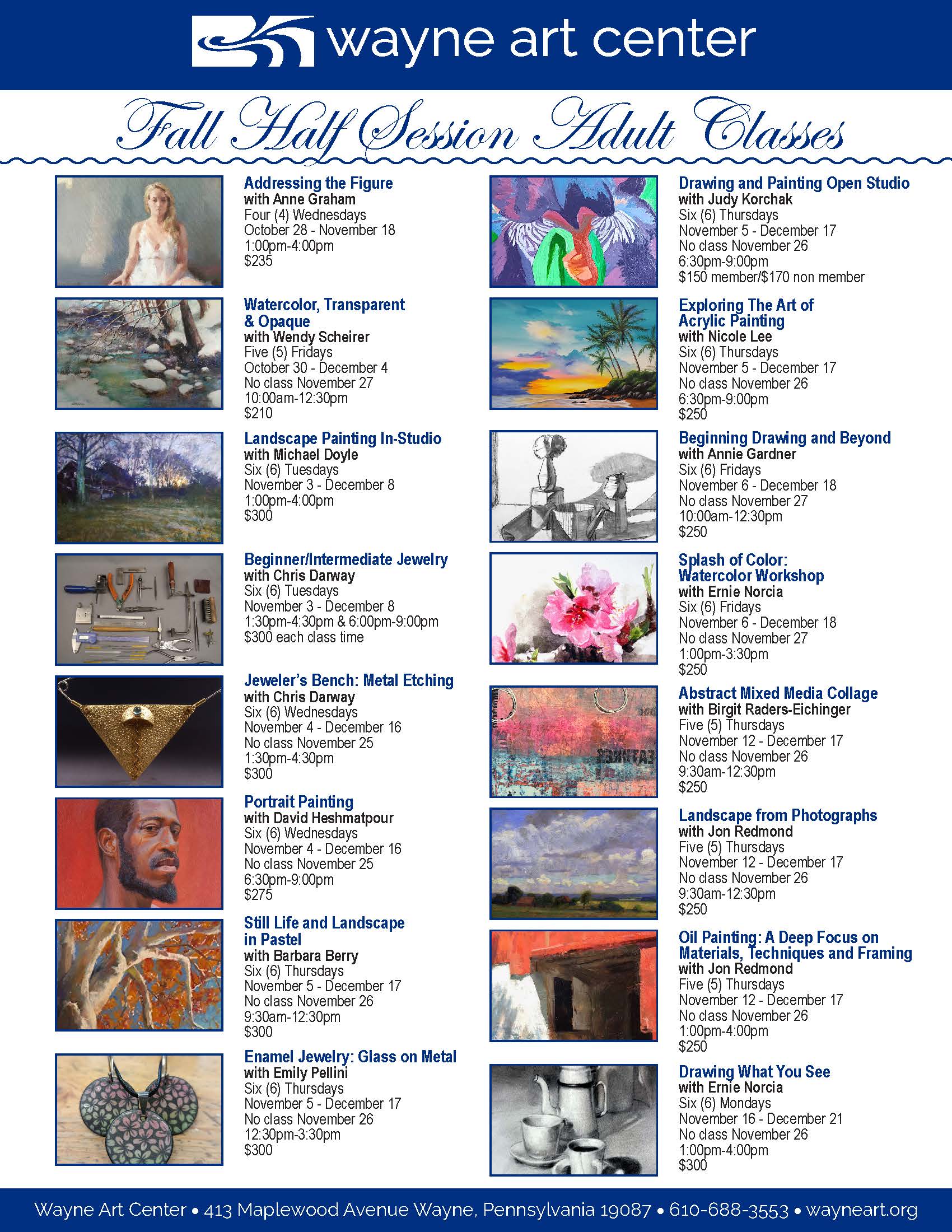 Fall Half Session Adult Classes