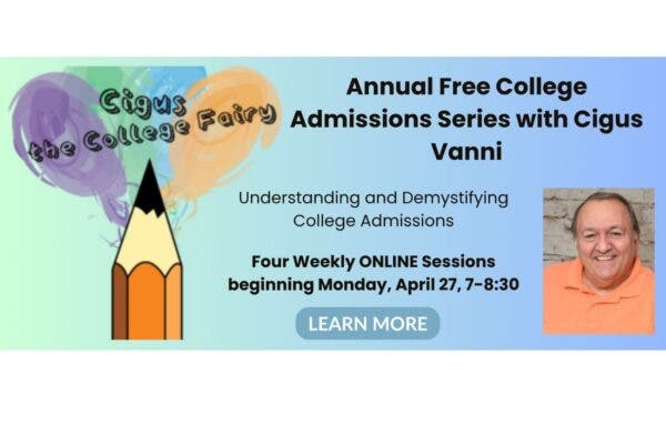 Tredyffrin Library Annual Free Online College Admissions Series with Cigus Vanni 