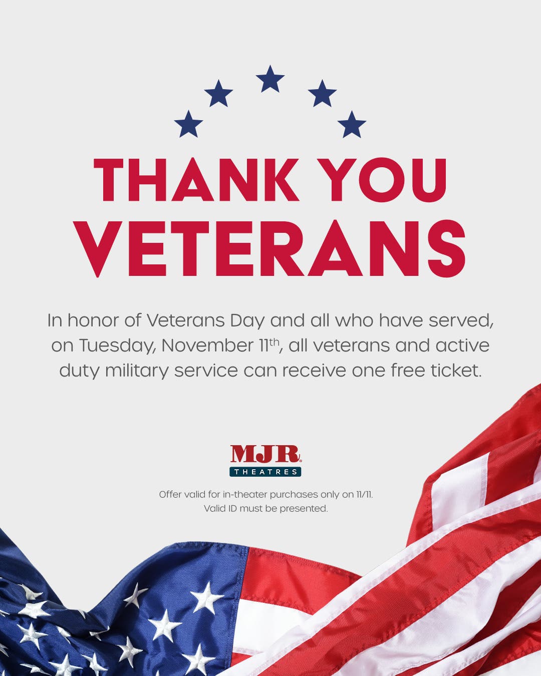 MJR Theatres Honors Service Members on Veterans Day