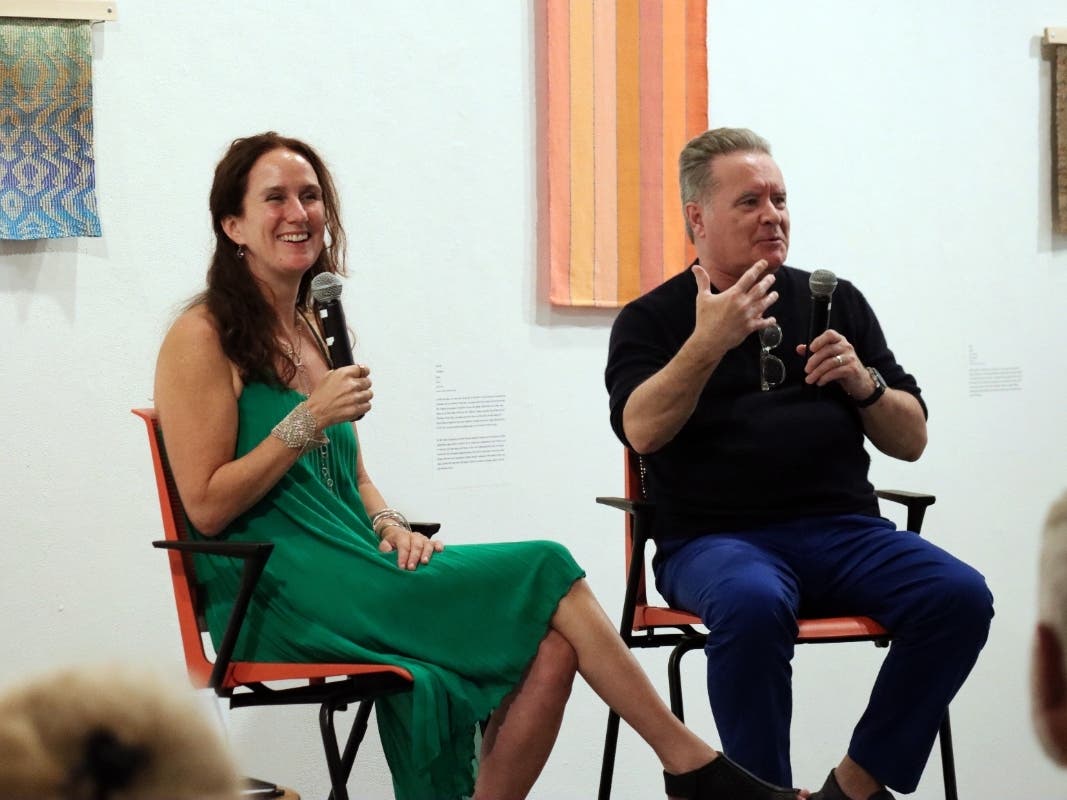 Presidents’ College Director Michele Troy enjoys a laugh during her interview with Film Studies Professor Michael Walsh.