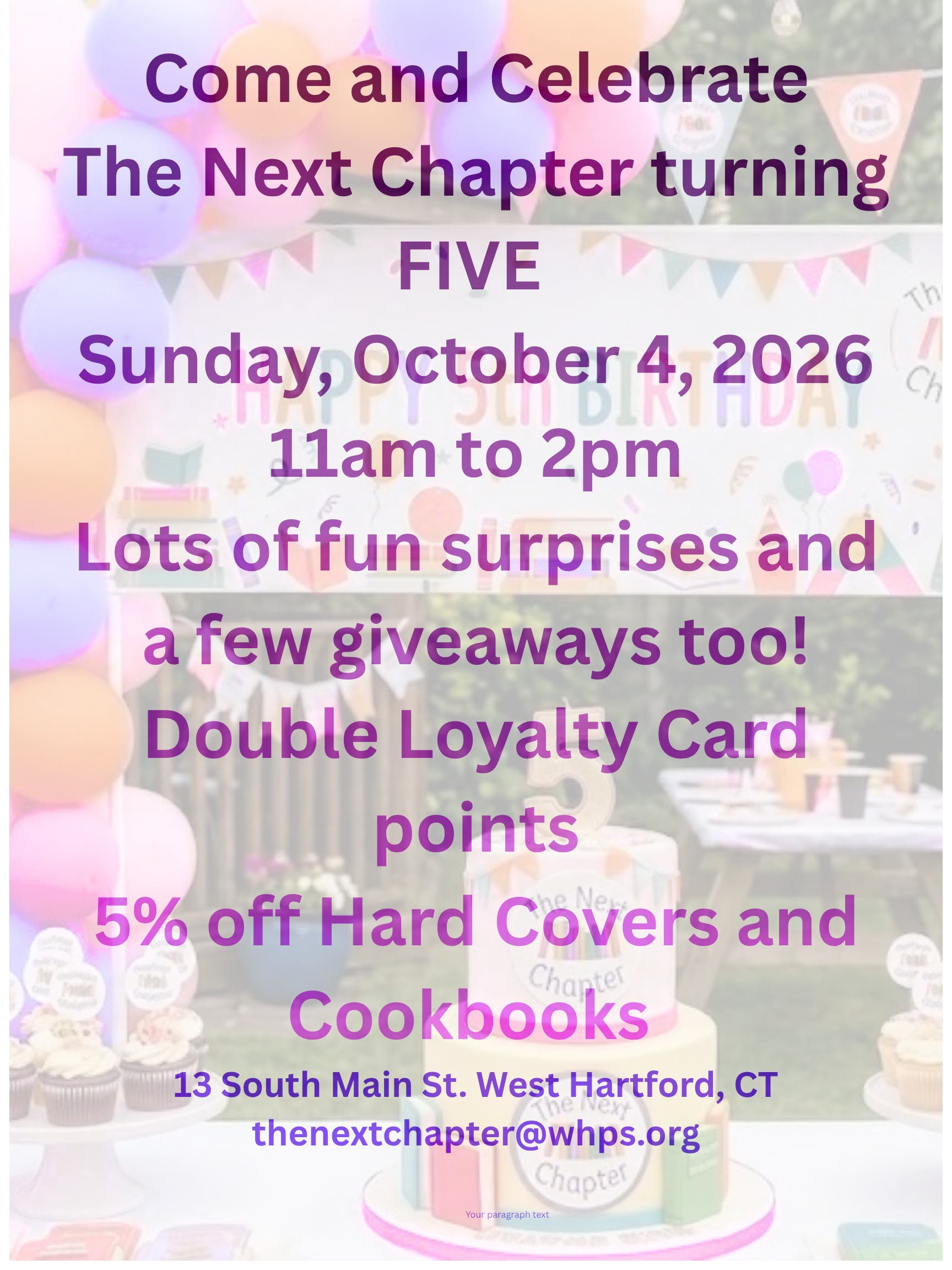 The Next Chapter Turning Five