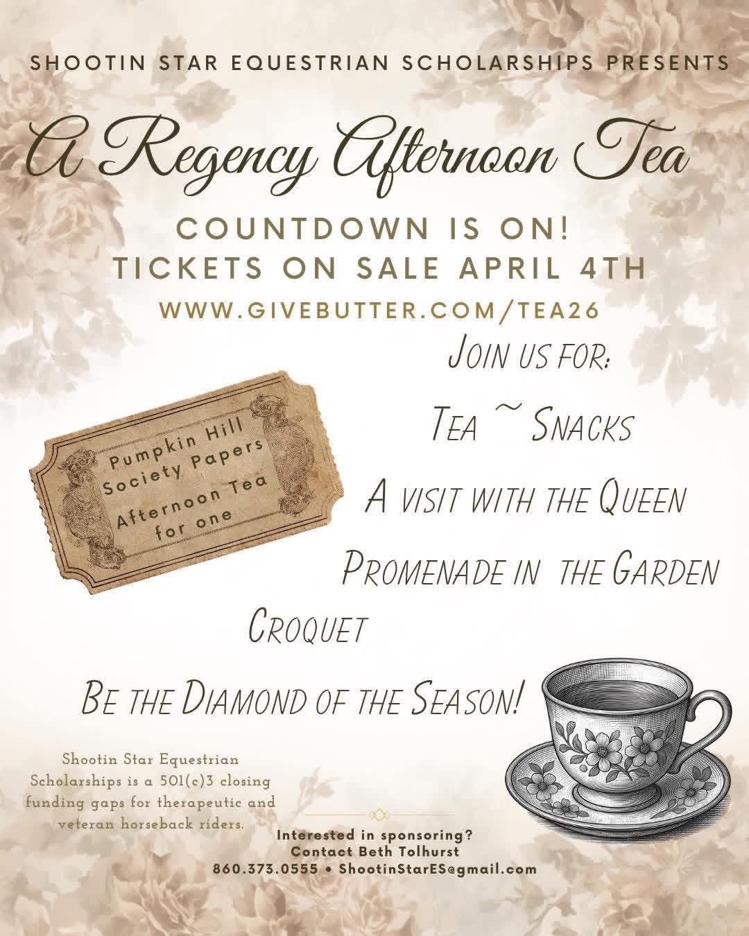 A Regency Afternoon Tea Supporting Equine Therapy for Kids with Needs and Veterans
