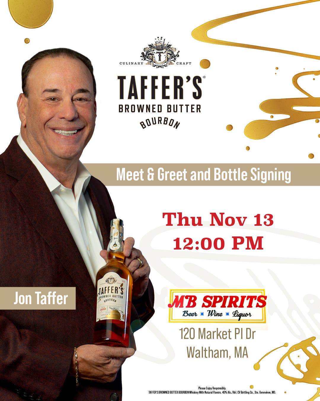 Taffer’s Browned Butter Bourbon Meet & Greet with Jon Taffer - Waltham, MA