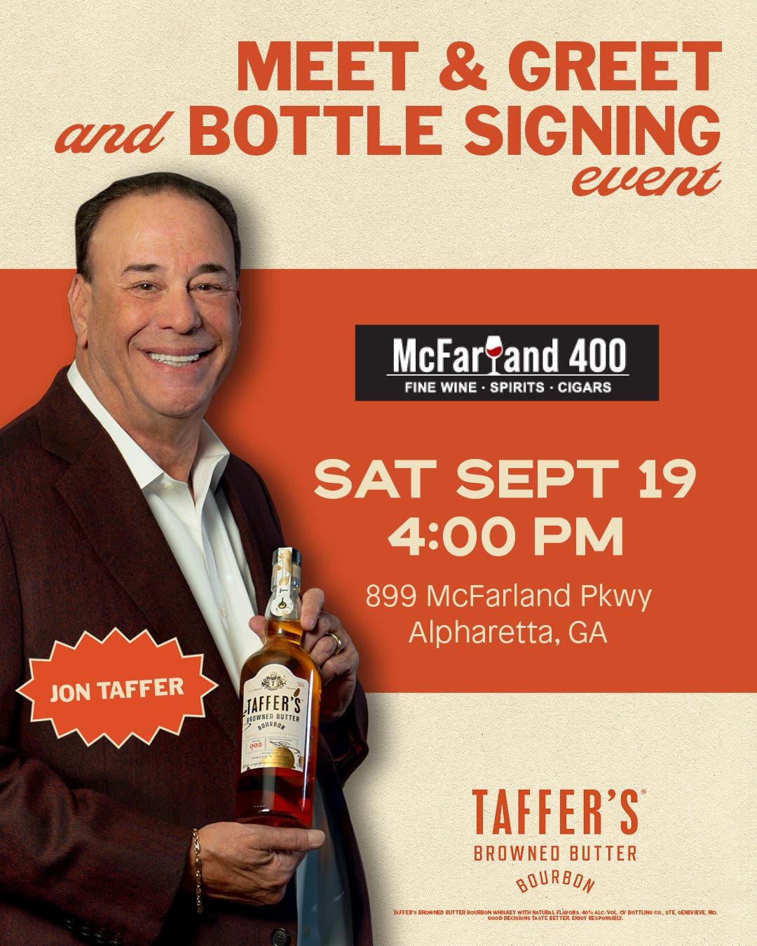 Taffer’s Browned Butter Bourbon Meet & Greet and Bottle Signing - Alpharetta