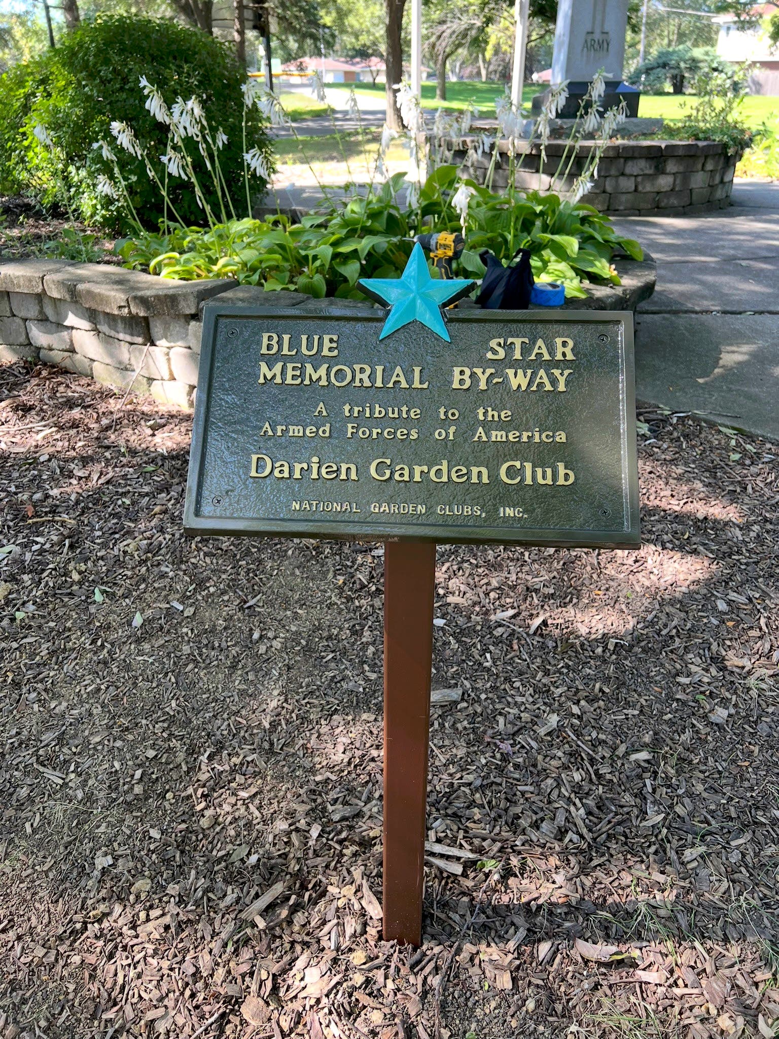 Blue Star Memorial Marker Dedication Day sponsored by Darien Garden Club