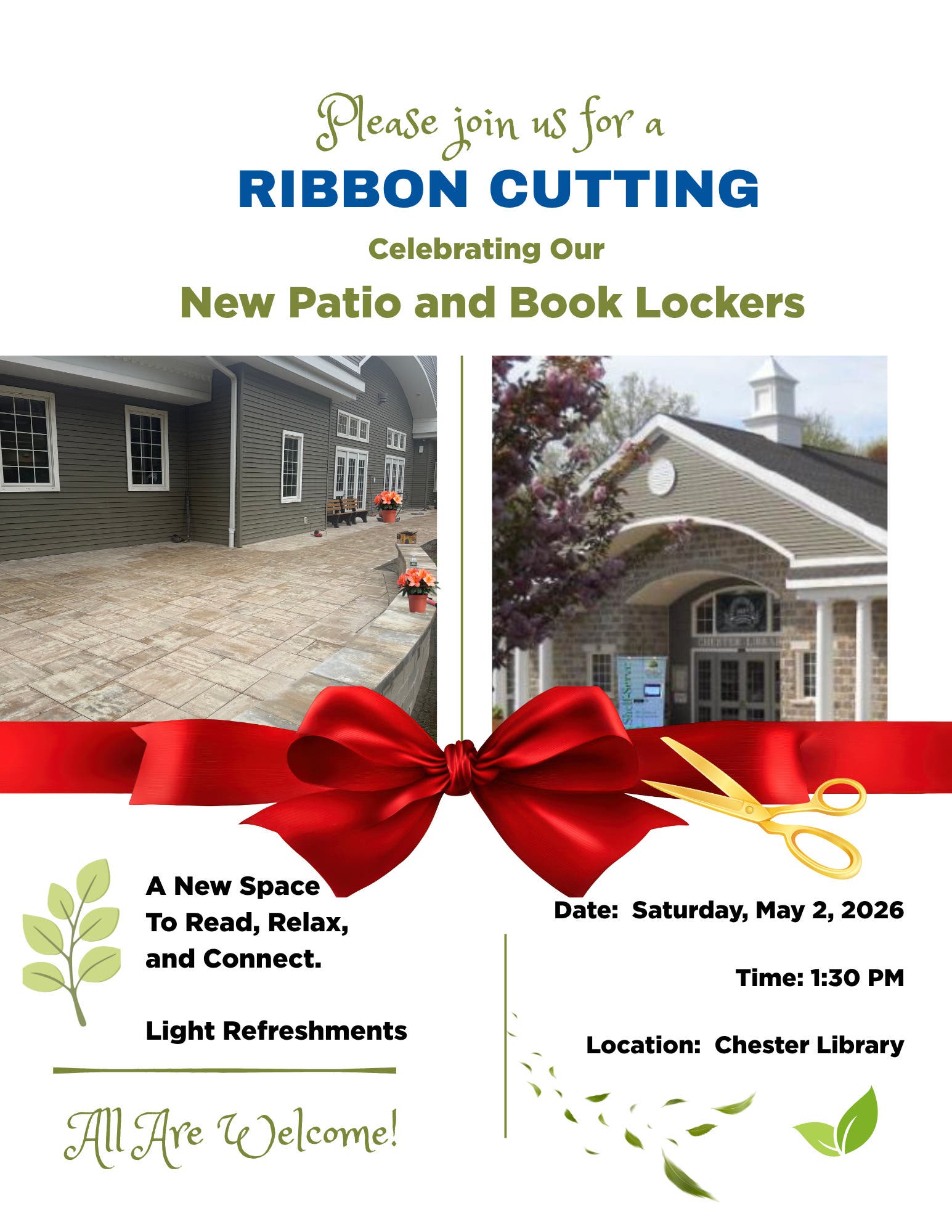 Ribbon Cutting Ceremony for New Patio and Book Lockers
