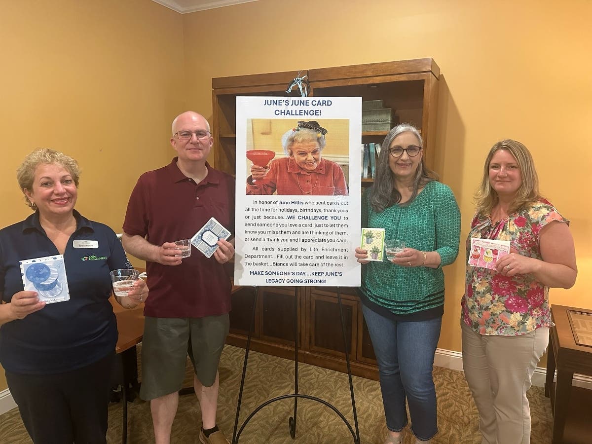 PHOTO (L-R): Bianca Sutlovich, Jim Hillis, LeeAnn Hillis, and Wendy Becker, The Terraces at Seacrest Village executive director.