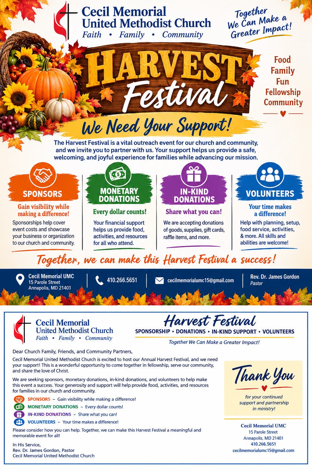 Harvest Festival Sponsors, Donors and Volunteers Needed!