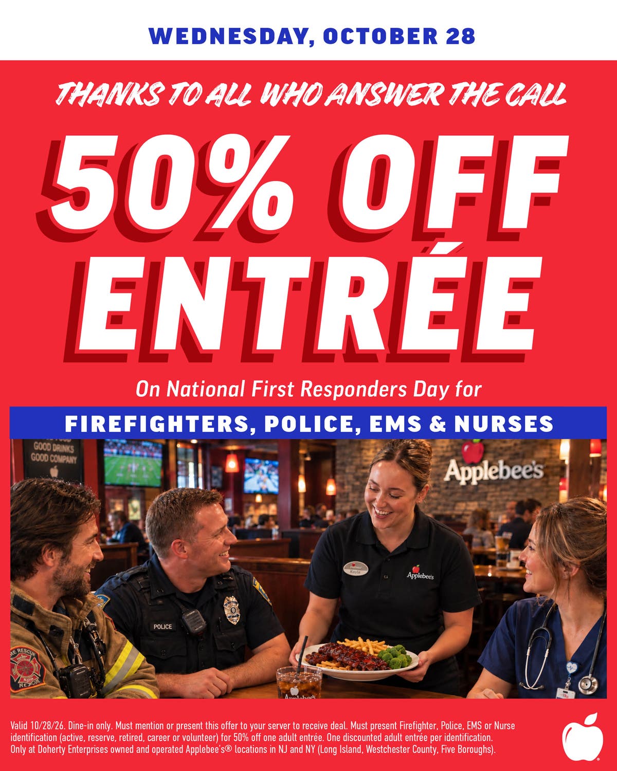 Celebrate National First Responders Day at Applebee's