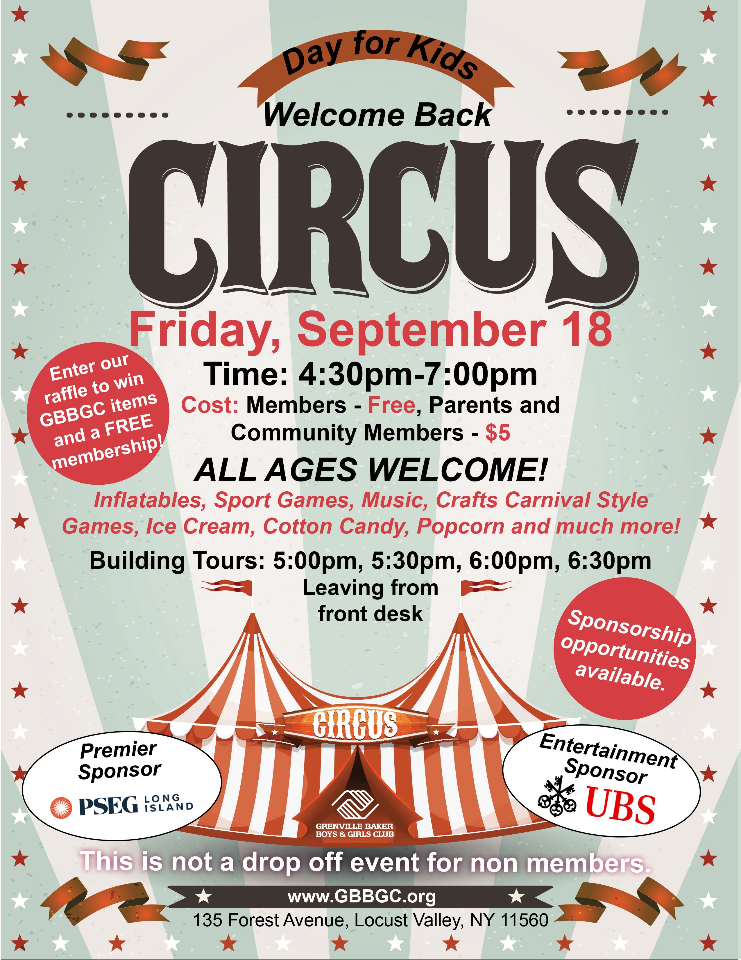Grenville Baker Boys & Girls Club Announces Welcome Back Circus