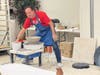 Lou Pierozzi showed attendees how bowls are made in clay. 