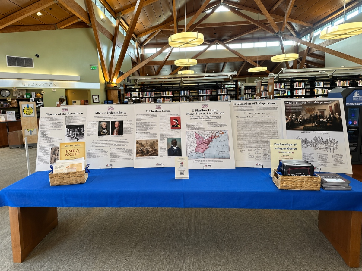 Discover new perspectives on America's founding at the Acalanes Chapter DAR's E Pluribus Unum: Many Stories, One Nation exhibit, on display at the Lafayette Library and Learning Center through August 18.