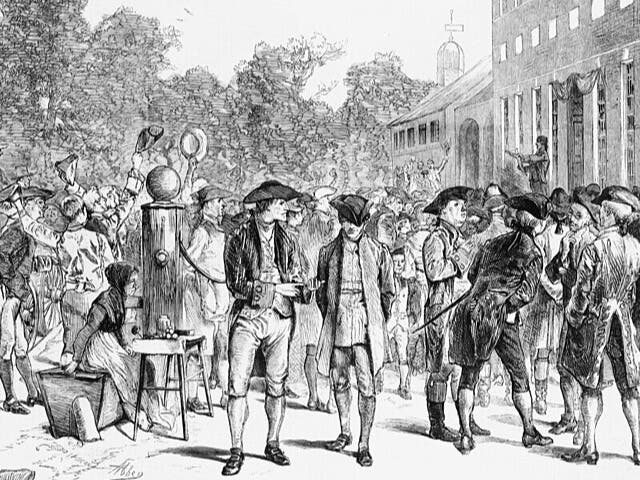 The first public reading of the Declaration of Independence, Philadelphia, July 8, 1776. Illustration by Edwin Austin Abbey, 1876. Library of Congress.