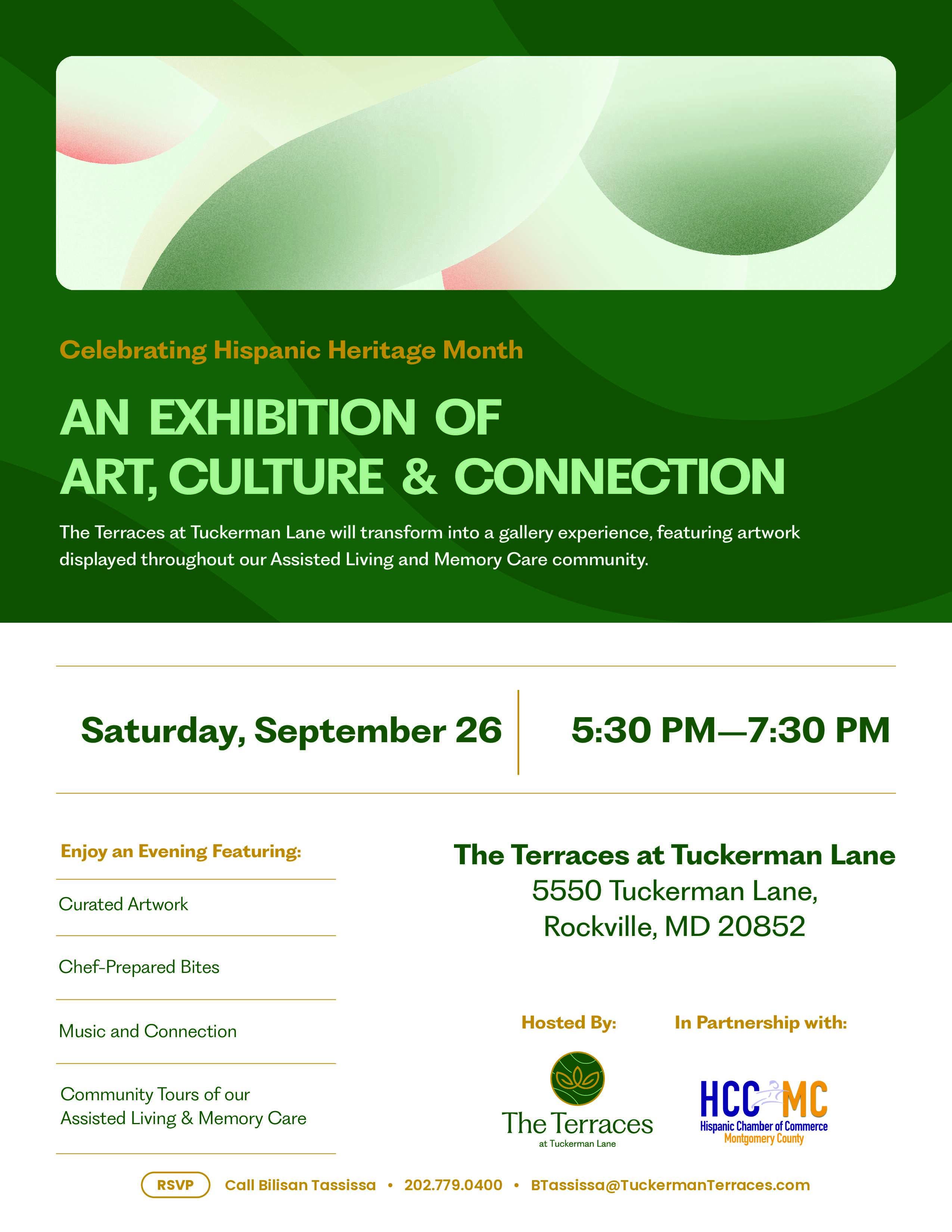 Sept. 26: Art Exhibition Celebrating Hispanic Heritage Month at The Terraces at Tuckerman Lane