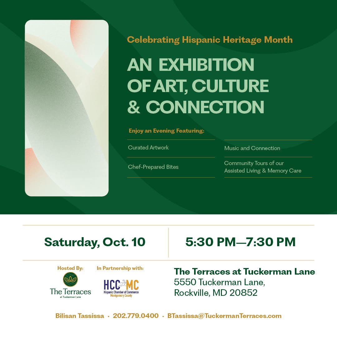 Oct. 10: Art Exhibition Celebrating Hispanic Heritage Month at The Terraces at Tuckerman Lane