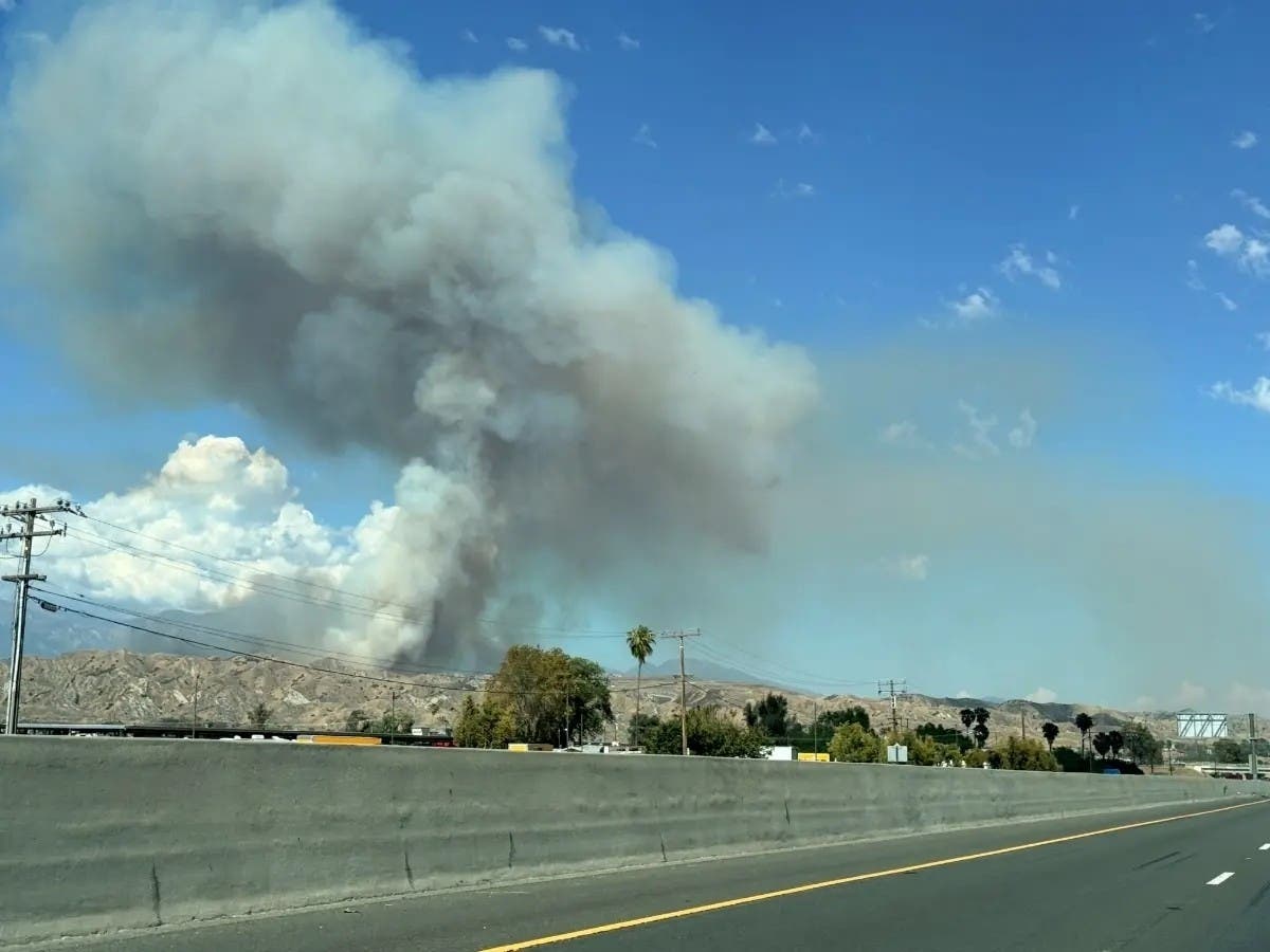A wildfire dubbed the Shore Fire erupted Monday, June 15, 2026 near Beaumont, California. 