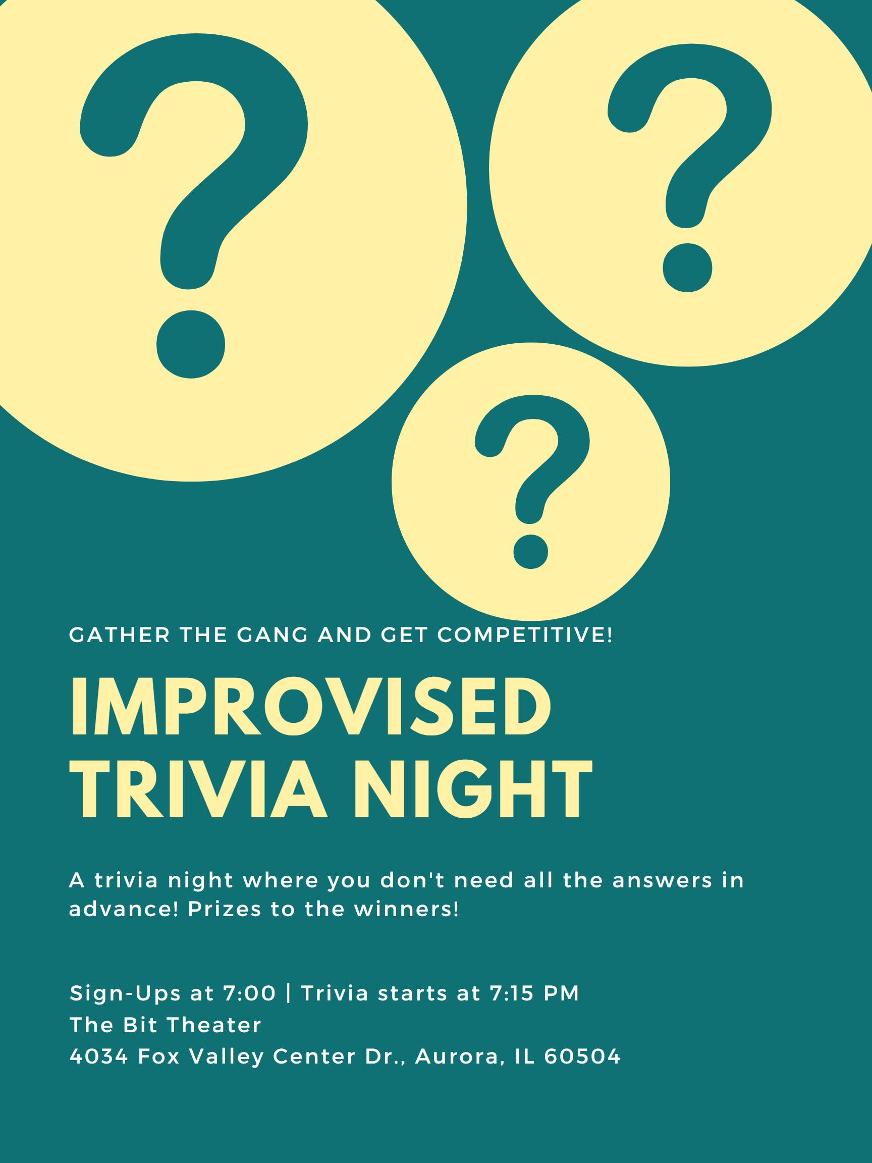 Jan 19 Improvised Trivia Night Naperville IL Patch