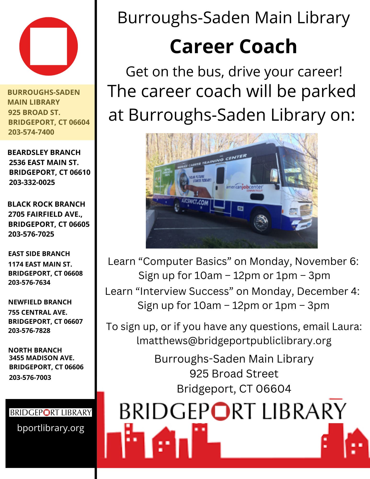 Nov 6 | Career Coach at Bridgeport Public Library | Bridgeport, CT Patch