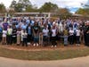 Volunteers aplenty after a hard day's work.