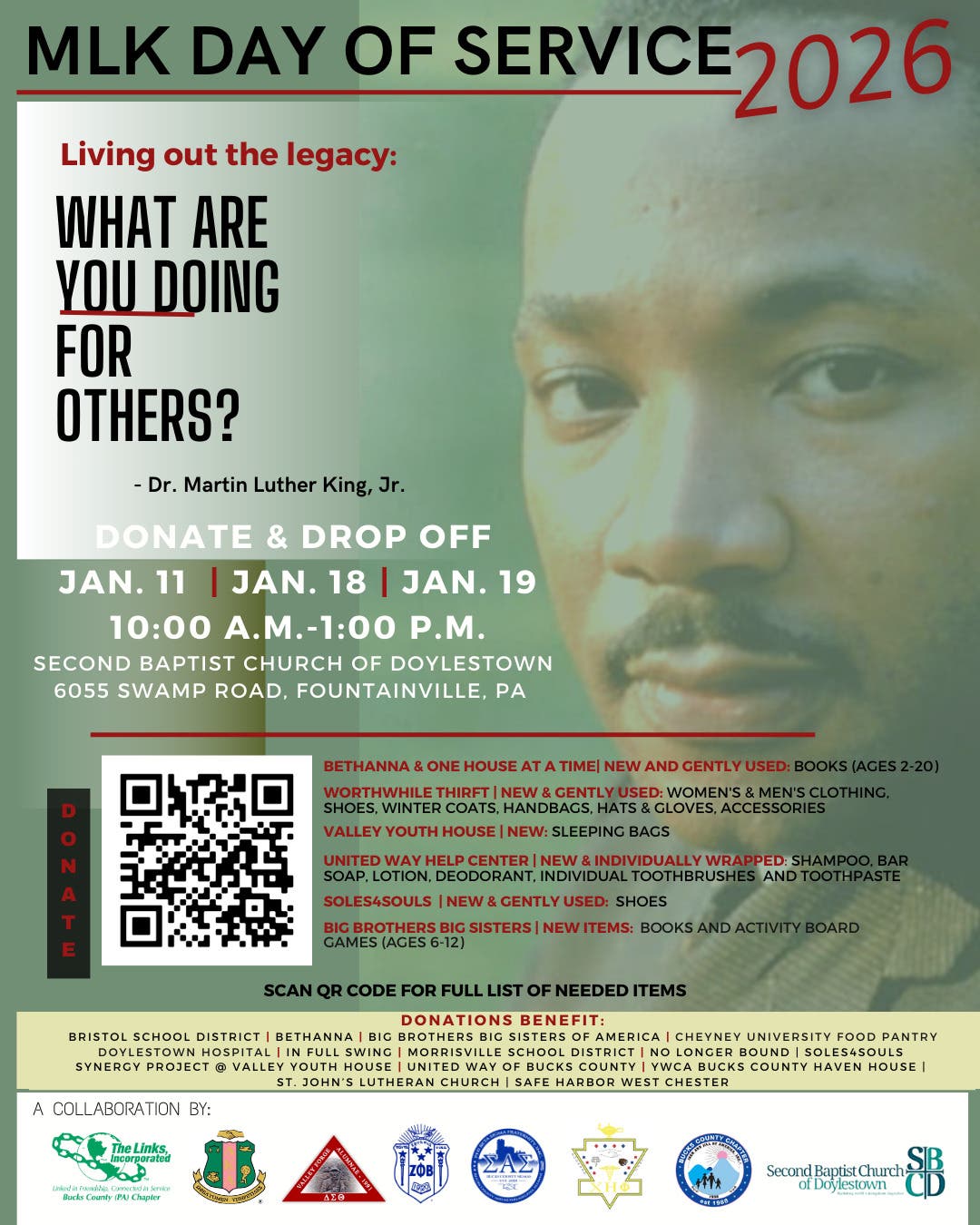 Jan 18 | MLK Day of Service 2026 - Second community donation drop off ...