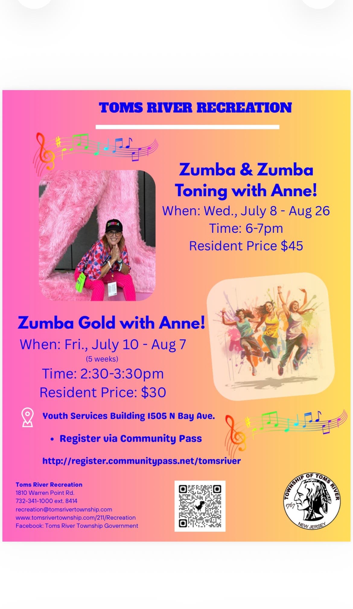 Toms River Rec Dept Summer 2026 Zumba session