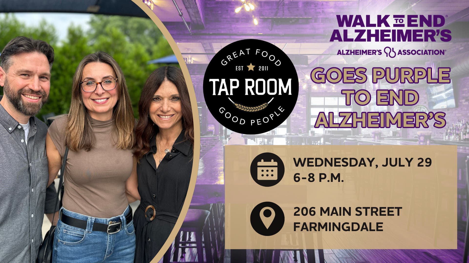 Tap Room Goes Purple to End Alzheimer's