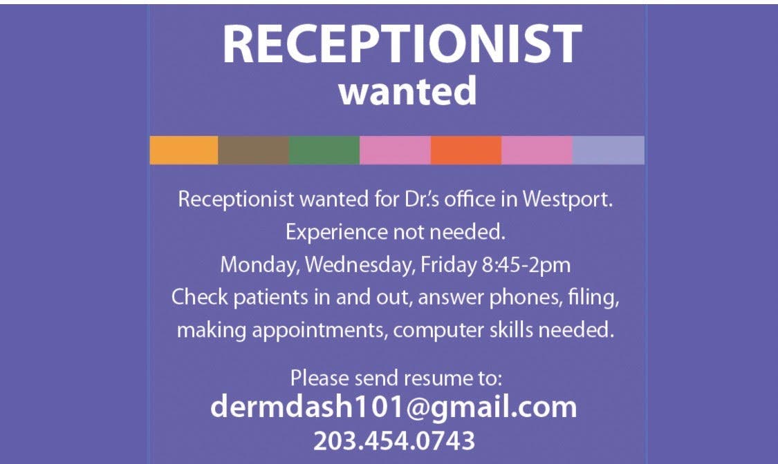 Wanted Medical receptionist Fairfield, CT Patch