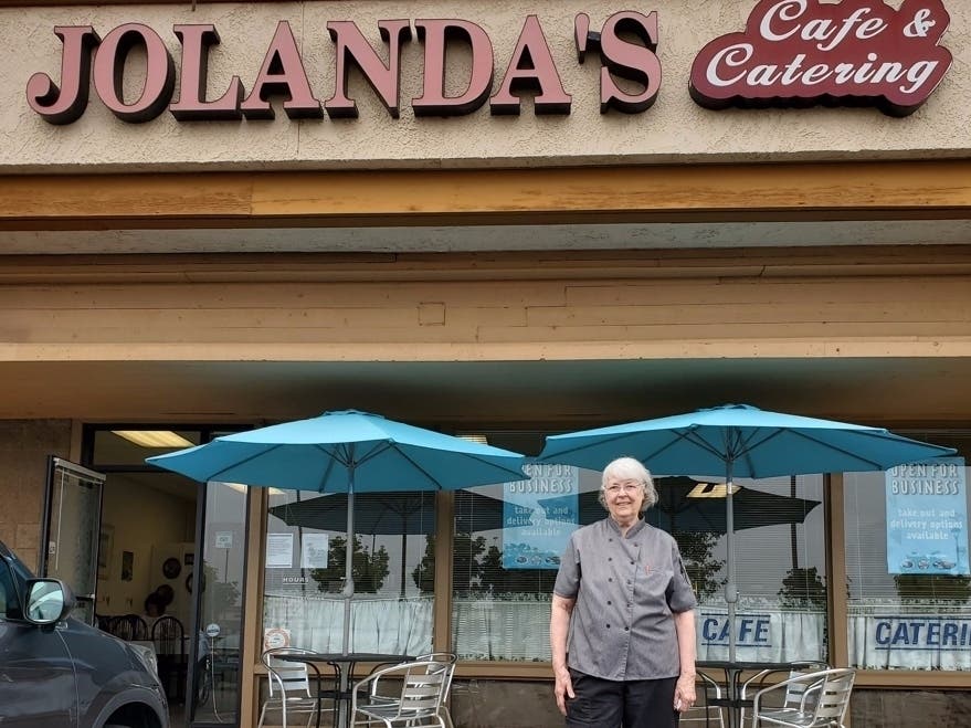 Jolanda Day of Jolanda's Café' & Catering prepares meals for Orange County Great Plates Delivered program 