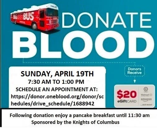 St Jerome April Blood Drive