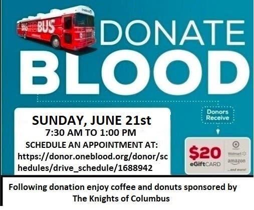 St Jerome June Blood Drive