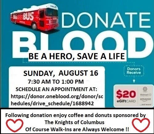 St Jerome August Blood Drive