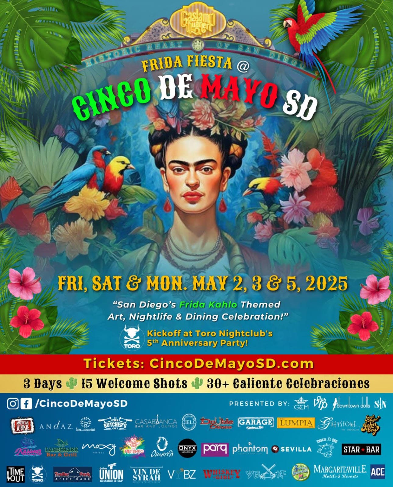 2025 San Diego Frida Fiesta @Cinco De Mayo! 3 DAYS. 30 BARS | MAY 2 + 3 + 5
