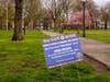 Washington Park, in Bridgeport, CT, festooned in springtimes' variety of lush grass, illuminated cherry blossoms, benches and gazebo is robbed of it's promise with the command to: Stay Safe-Stay Home which everyone is following for fear rules.