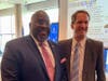 Housatonic Community College CEO Dwayne Smith (left) stands with Congressman Jim Himes who recently helped the college earn $1 million in federal funding to support its Advanced Manufacturing Technology Center program.