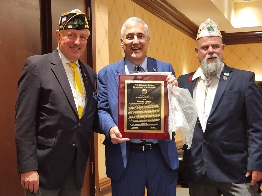 Left to Right, Americanism Commission Chairman Paul Niche, Homes for the Brave CEO/Executive Director Vince Santilli, and American Legion Department of Connecticut 2025-2026 Commander Mike Kellett.