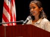 Radhika Sheth delivering her speech .