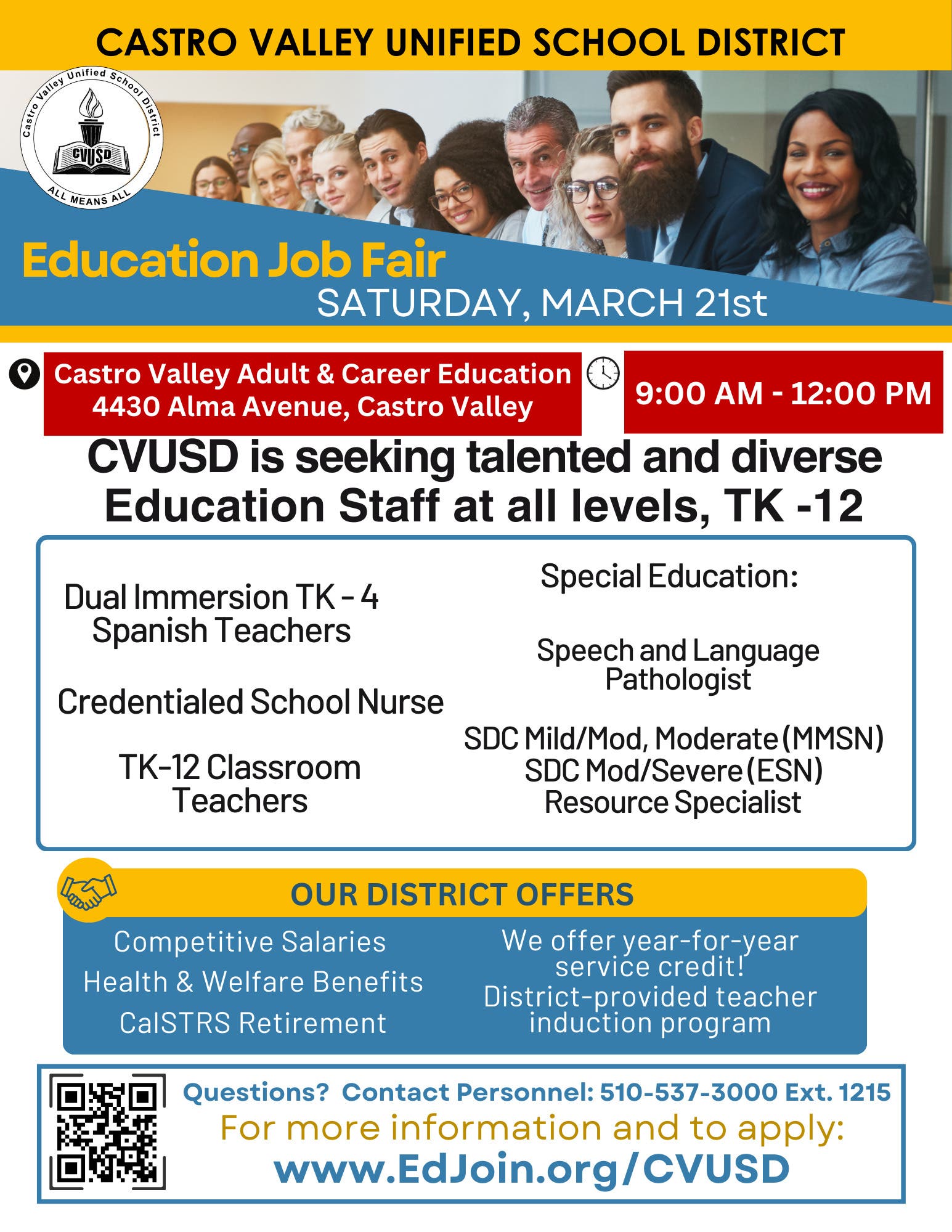 Castro Valley USD Education Job Fair!