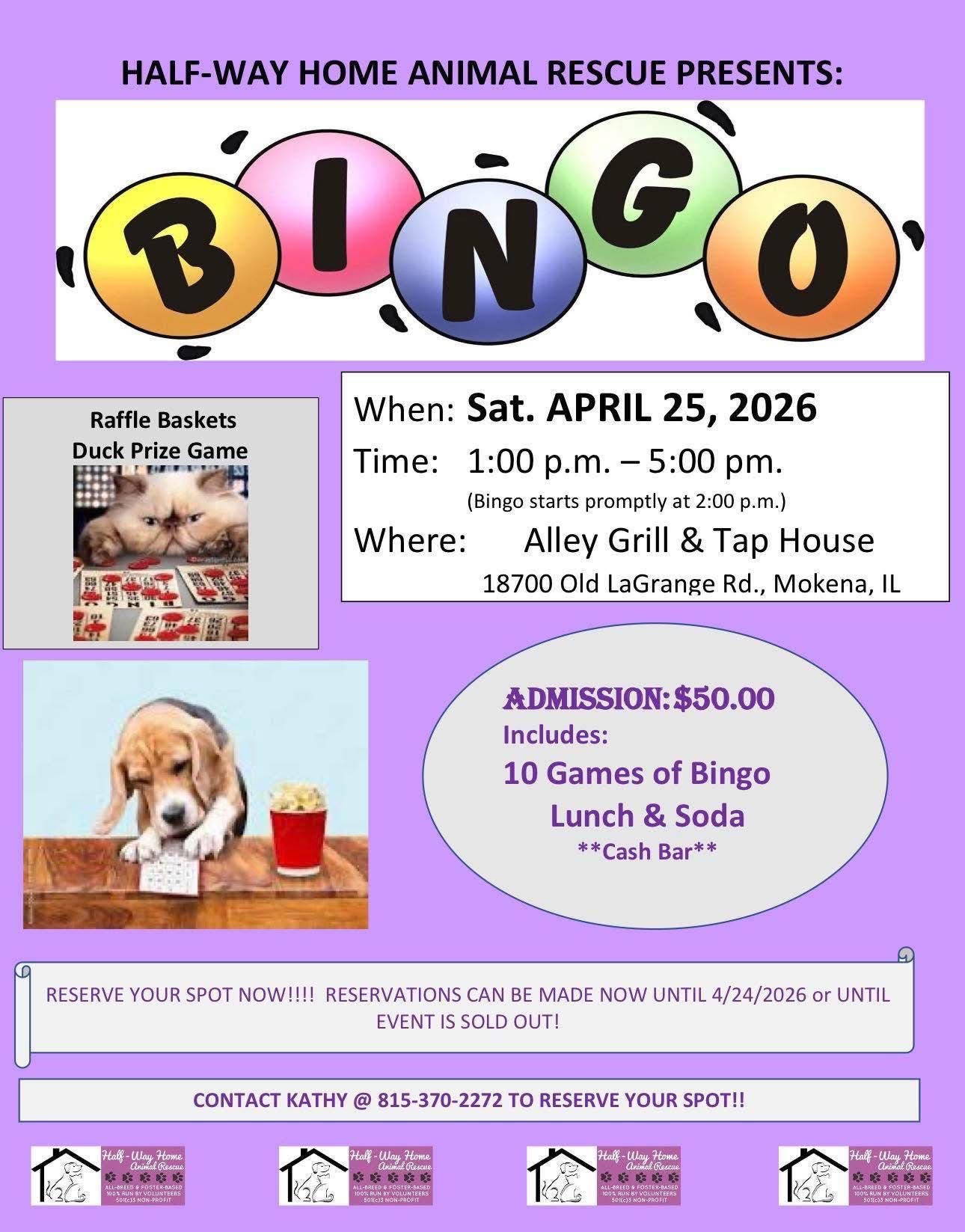 Half-Way Home Animal Rescue BINGO event