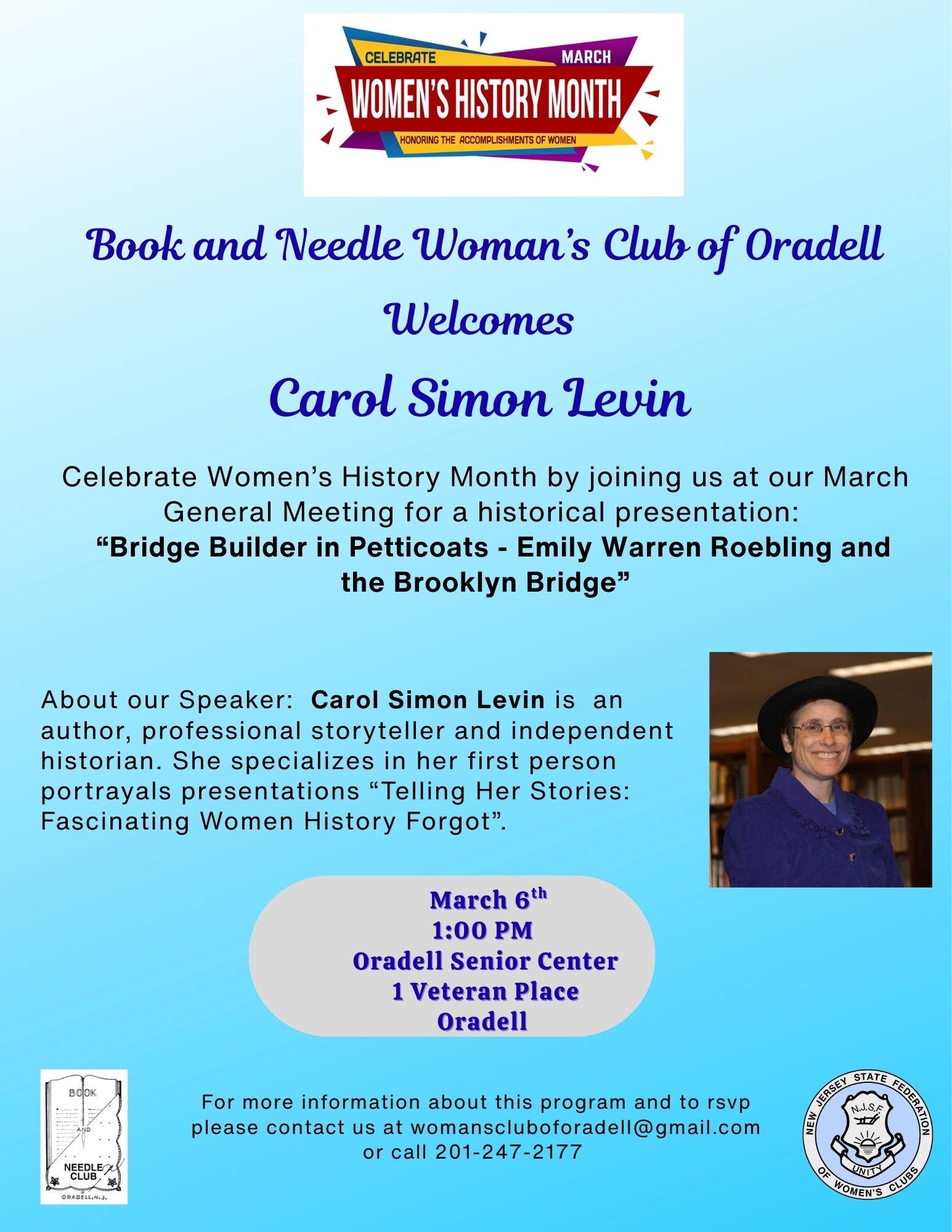 Book and Needle Woman's Club of Oradell Celebrates Woman History Month