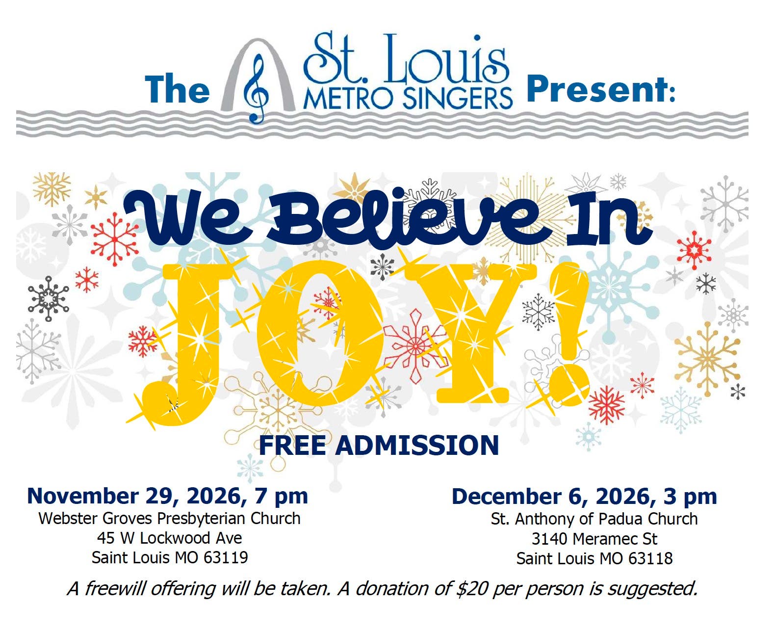 The St. Louis Metro Singers Present: We Believe In Joy!